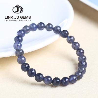 China Mateiral JD Natural Natural Cordierite Lolite Stone Beads Genuine Sri Lanka Semi-Precious 6 Round Beads Bracelet 8 10MM For Jewelry Making DIY for sale