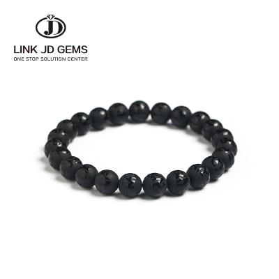 China Mateiral JD Unisex Natural Frost Stone Bracelet Natural Black Agate With Words Bracelet Healing Balance Buddhism Bracelets Charm Jewelry for sale