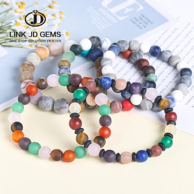 China Hot Selling Frost Energy Bracelet Gemstone Planets Bangle Natural Stone Bracelet Solar System Natural Material For Women Men Chakra Yoga Jewelry for sale