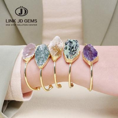 China Asymmetry Natural European Baroque Geometric Natural Amethyst Jewelry Vintage Mateiral JD Adjustable Bangle For Women Bangles for sale