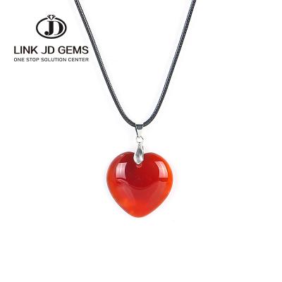 China Mateiral JD Natural Hot Red Stone Agates Heart Pendants 2021 Necklace Women Charm For Fashion Jewelry Making Wholesale 1pcs for sale