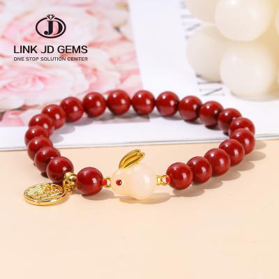 China JD CLASSIC Women's Chinese New Years Gifts Lucky String Rabbit Year Bracelet 8mm 30%Purple Sands Porcelain Red Lucky Rabbit Bracelet for sale