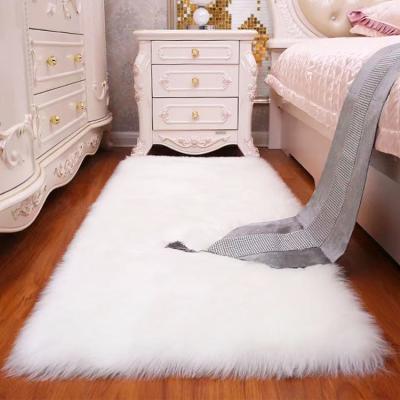 China Washable Soft Luxury Faux Fur Floor Rug Bedroom And Living Room Square Plush Thick Carpet for sale