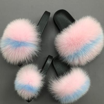 China Fashion Lightweight Kids and Adults Smudge Fur Slides Full Slippers Mommy and Me Furry Fur Slides for sale