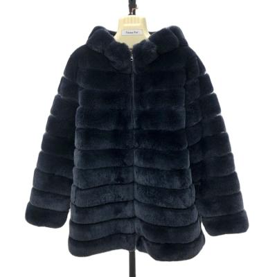 China Rex Rabbit Fur Down Reversible Reversible Anti-wrinkle Women's Double-Sided Wear Hooded Coat Clothes Dresses For Winter for sale