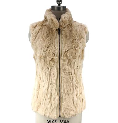 China Fashion Breathable Style Winter Reversible Double Sided Real Rabbit Fur Vest Down Jacket For Women for sale