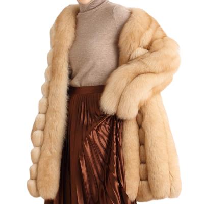 China Noble Ladies Winter Long Fur Coat Anti-wrinkle Woman Free Size Fur Coats Real Fox Luxury Warm Fur Coat for sale