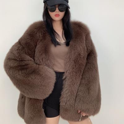 China Luxury Real Fur Coat Women Warm Thick Breathable Long Outerwear Women for sale