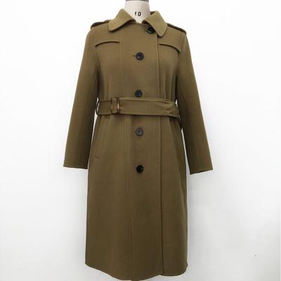 China Breathable 2021 Winter Women Coats Long Belt Double Face Wool Trench Coat for sale