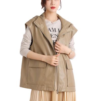 China Waterproof Coat 2020 Factory Wholesale Fashion Outerwear Sleeveless Top Ladies Leather Vest Women Jackets Clothing for sale