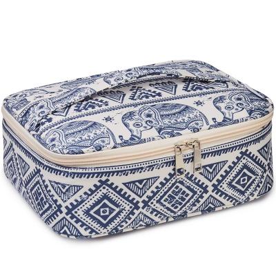 China Fashion Recycled Portable Women Waterproof Natural Printed Travel Stitched Logo Cosmetic Makeup Bag for sale