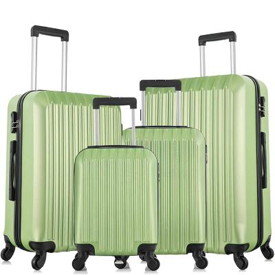 China Hot Sale 4 Pcs Bottom Travel Suitcase Trolley Bag Green Pretty Travel Set Of Luggage Bags for sale