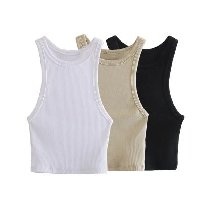 China 3 Colorway Solid Color Style Breathable Crew Neck Simple Women Fashion Casual Crop Tank Top for sale