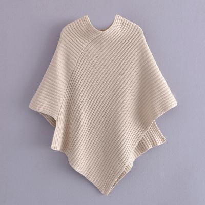 China Breathable Beige Color Above Waist Design Women Fall Casual Loose Irregular Knitwear Sweater Pullover for sale