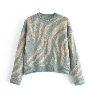 China Breathable Animal Pattern Crew Neck Long Sleeve Fashion Women Fall Casual Knitwear Sweater for sale