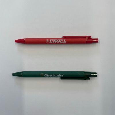 China office & Clip type school pen green or red color paper ball pen made of color paper tube and plastic parts for sale