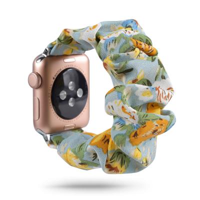 China Skin Friendly Fashion Fabric Soft Elastic Watch Bands For Apple Watch Band Scrunchie Series 6 SE 5 4 3 2 iWatch 38 40mm Women Strap Strap for sale