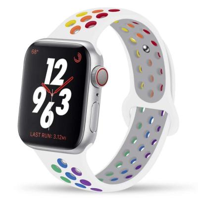 China Skin Friendly 2021 Smart Watch Strap Silicone With Holes Sport SmartWatch Band Accessories 38mm 42mm 40mm 44mm Strap For Apple Watch Band for sale