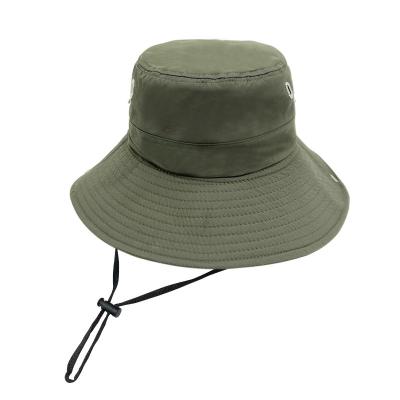 China Hat Wholesale Custom Striped High Quality Outdoor UV Camping Fisherman Protection Foldable Bucket Hat With String for sale