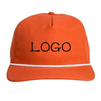 China COMMON High Quality Custom Logo Fashion 5 Panel Woven Flat Brim Five Panel Camp Hats Custom Logo Woven Label Camper Hats for sale