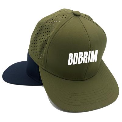 China breathable & Waterproof BDBRIM 5 Panel Five Structured Laser Cut Hole Floating Float Sweat Water Proof Resistance Waterproof Golf Snapback Caps Hats for sale