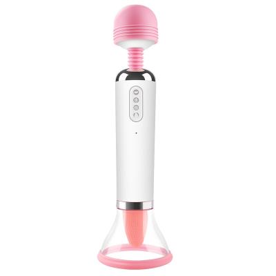 China Hot Selling Silicone+ABS Magic Wand Massager Stimulation Sucker Tongue Sex Clitoral Toys For Women Adult Sex Sucking Vibrator for sale