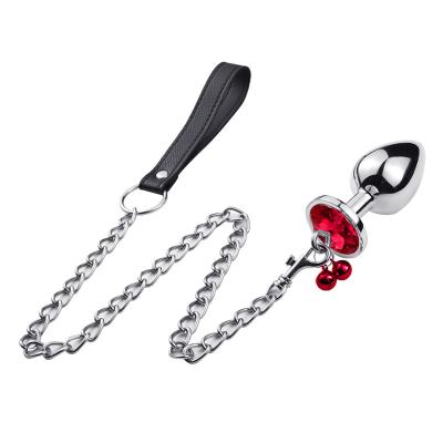 China High Quality Stainless Steel Plug Anal Toys Diamond Plug Anal Toys With Traction Anal Chain Toys For Male Women for sale