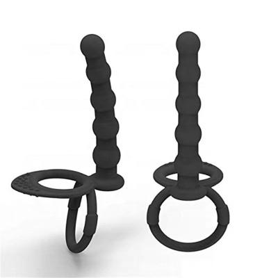 China Hot Selling Sex Toys Ring Lock Butt Plugs Real Touch Feeling Dual Use Silicone Backyard Pull Bead Anal Plug Hole Penetration For Men And Women for sale