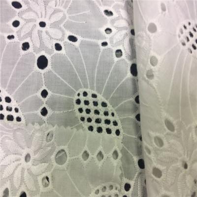 China Eyelet Embroidery Cotton Fabric Anti-static White Cloth Embroidered Embroidery Fabric For Garment for sale