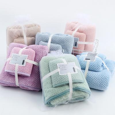 China Luxury Pure Colors Absorbent Bath Towel Set Safe For Kids Wash Face Towel for sale