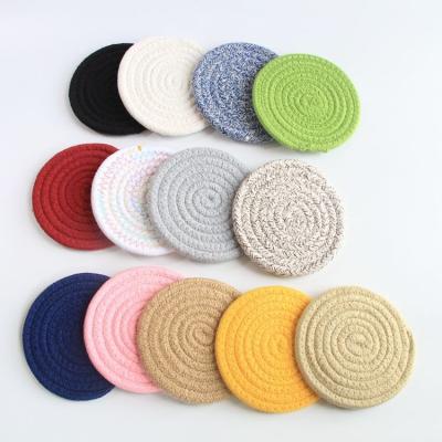 China Handcrafted Woven Woven Table Mat Cotton Rope Yarn Mat Child Safe Meal Anti Scalding Heat Resistant Mat for sale