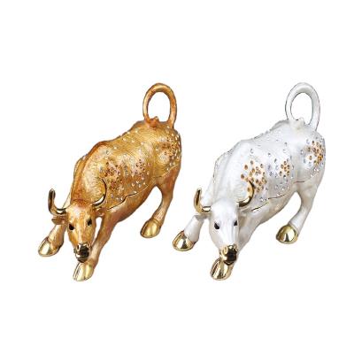 China China YI SHANG BAO Enamel Exquisite Art Everyday Animal Ornaments Big Cow Jewelry Jewelry Box for sale