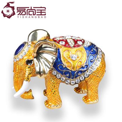 China China YI SHANG BAO Enamel Exquisite Art Ornaments Elephant Jewelry Daily Animal Jewelry Box for sale