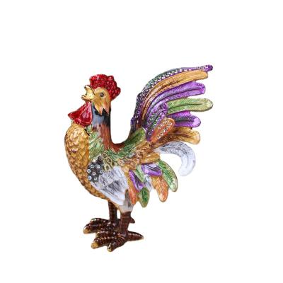 China China YI SHANG BAO Hot Selling Exquisitely Produced Home Furnishings Multicolor Rooster Jewelry Box for sale