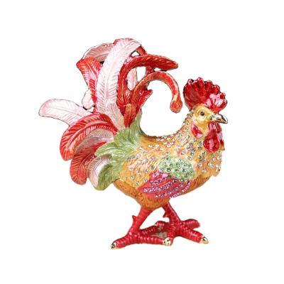 China China YI SHANG BAO Hot Selling Exquisitely Produced Exquisite Creative Personality Rooster Ornament Phoenix-tailed Jewelry Box for sale