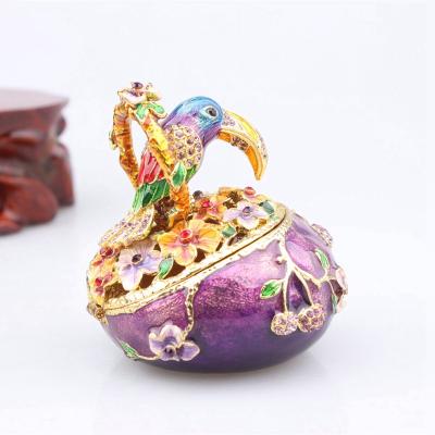 China China YI SHANG BAO Toucan Flower Toucan Baskets Flower Handmade Exquisite Jewelry Box Toucan Collectable Home Decoration for sale