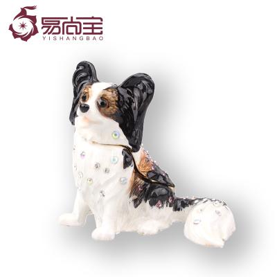 China Exquisite China YI SHANG BAO butterfly enamel craft collection handmade dog house jewelry box ornaments for sale