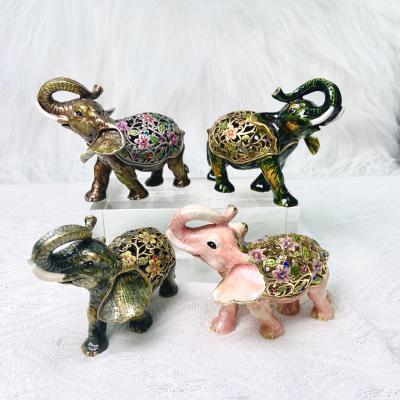 China Southeast Asian YI SHANG BAO Handmade enamel painted exquisite cute animal elephant accessories jewelry box for sale