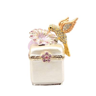 China China YI SHANG BAO Fine Enamel Craft Alloy Jewelry Box Hummingbird Jewelry Gift Storage Jewelry Box for sale