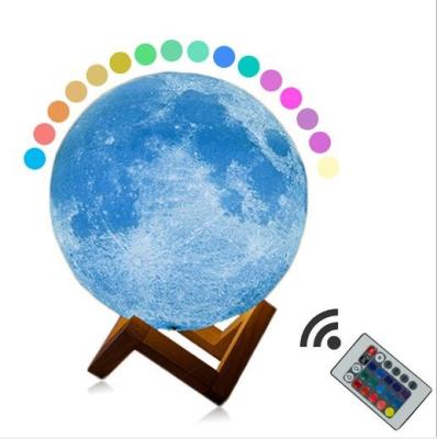 China Smart Mordern Touch 16 Colors Printing Earth Ball Led Luna Mood Shape Night Lamp 3d 12cm Remote Control Moon Light for sale