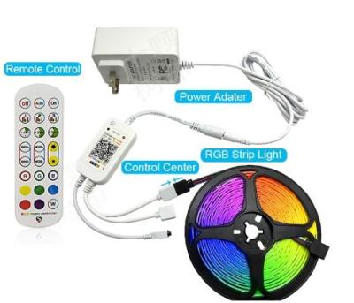 China Residential Smart 5M 5050 Waterproof Flexible RGB IP65 DC12V LED Strip Light with Blue Tooth APP Phone Music Remote Control for sale