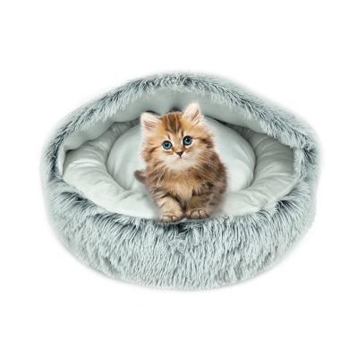 China Viable YangYangPet Makers Can Customize LOGO Cozy Cute Soft Plush Felt Cat Cave Bed for sale