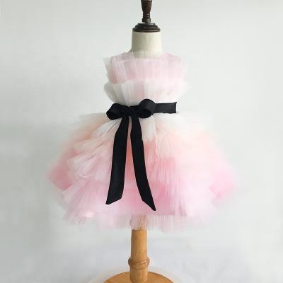 China 2020 Plus Size Infant Clothes Tulle Flower Sleeveless Cute Birthday Dress For Baby 3m-6y for sale