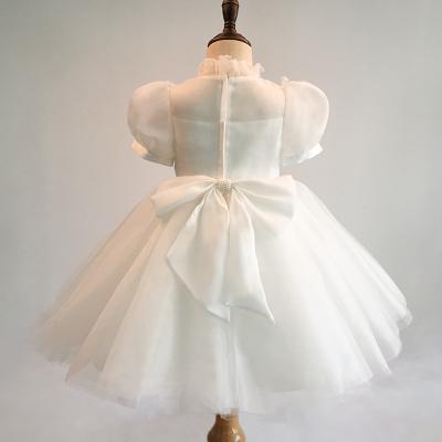 China Vintage white lace with big bow 0-6 years old little baby flower gilr infant dress for sale