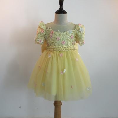 China Newest Design New Design Kids Summer Baby Casual Dress Breathable Yellow Cute Clothing Dress for sale