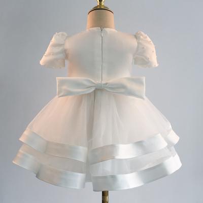 China White Short Sleeve Communion 2 Year Girls Wedding Dress Baby Ball Gown For Kids for sale