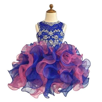 China Breathable Bridesmaid Dress 2-12 Years Rhinestone Crystal Ball Gown for sale