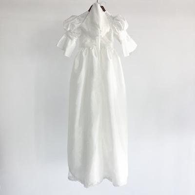 China Infant Baptism Baptism Christom Babies with Long Lace Ivory Baptism Christening Dress with Hood for sale