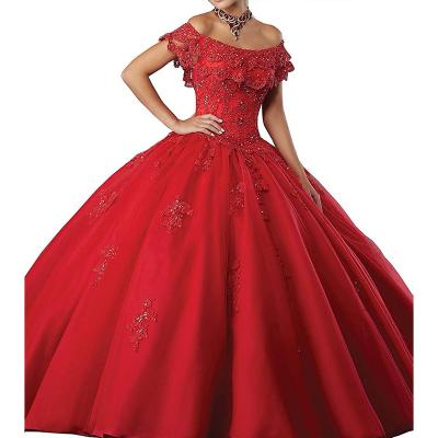 China Breathable Red Wedding Evening Dress Ball Gown Sweetheart Ball Gown Sweetheart Quinceanera Dress for sale