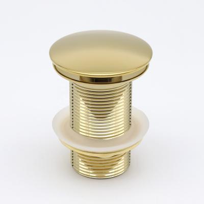 China Modern Through The Basin Waste Click Slam Spring Mechanism Gold Coupling Pop Up Drains for sale